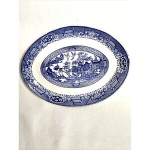 Blue Willow Pattern Platter Marked USA
